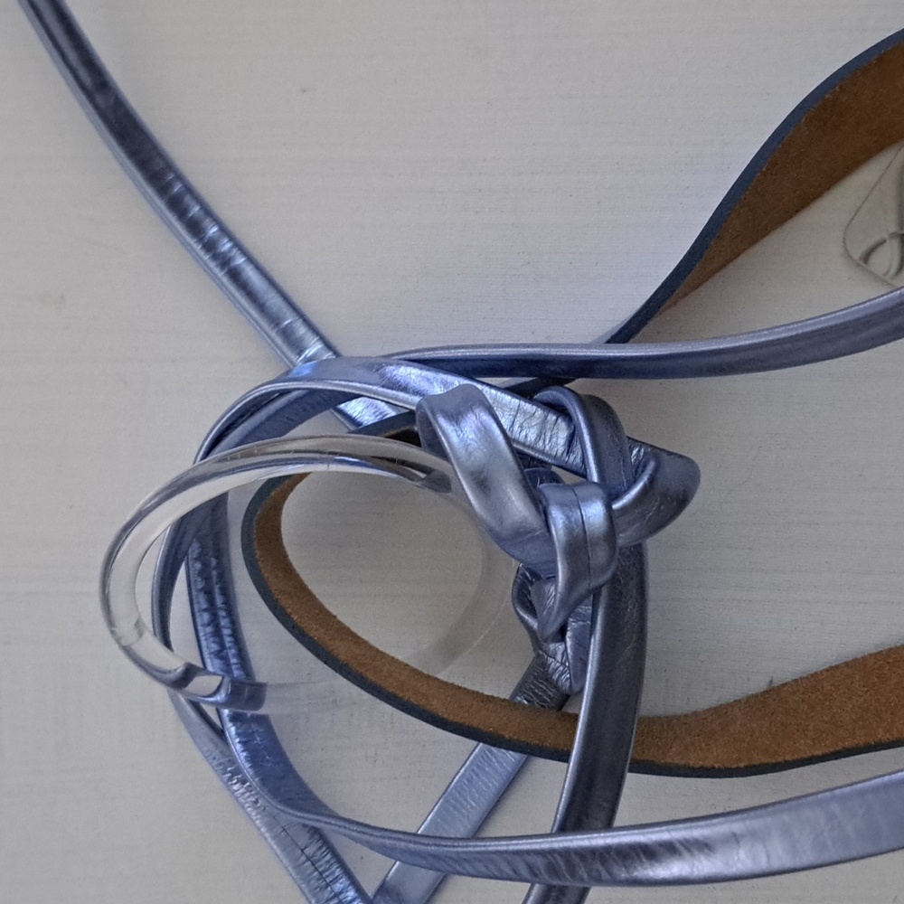 ADA Skinny Leather Wrap Belt In Mavi Metal - Picture 3 of 6